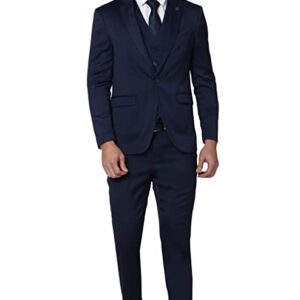 Peter England Polyester Blend Men Navy Three Piece Suit Business Vest (PIS3SNSFY35021 40)