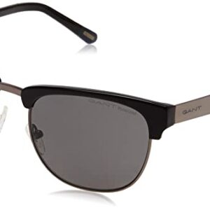 GANT Polarized Browline/Clubmaster Unisex Sunglasses - (GA7047 01D|54|Grey Color Lens)